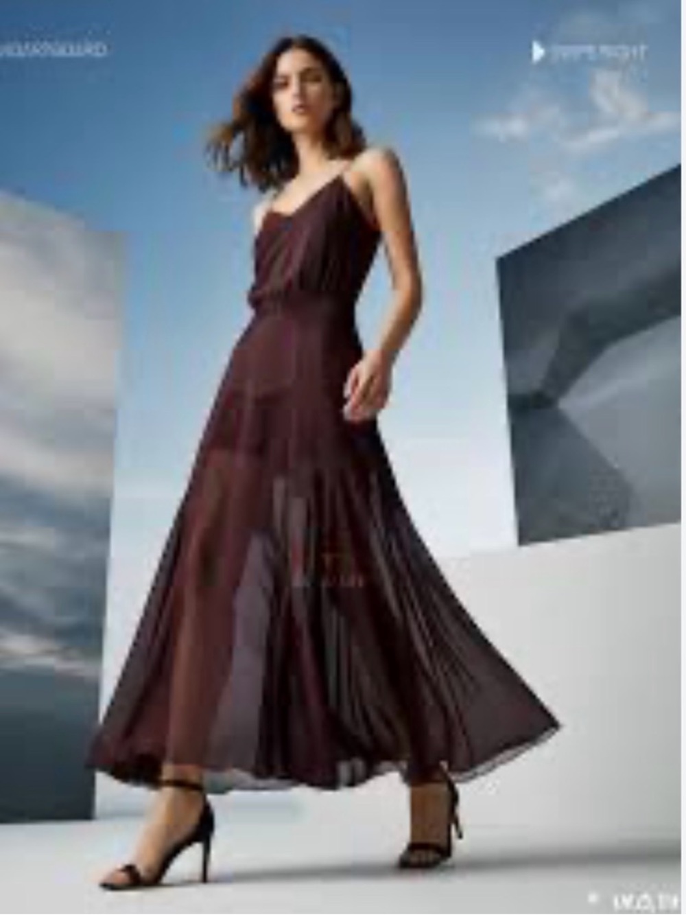 Zara Burgundy Spaghetti-Strap Maxi Dress